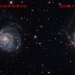 Två bilder av en spiralgalax. I den senare syns supernovan